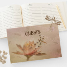 Dragonfly and Water Lily Wedding Guest Book