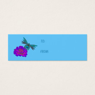 Dragonfly And Zinnia Flower Gift Tag