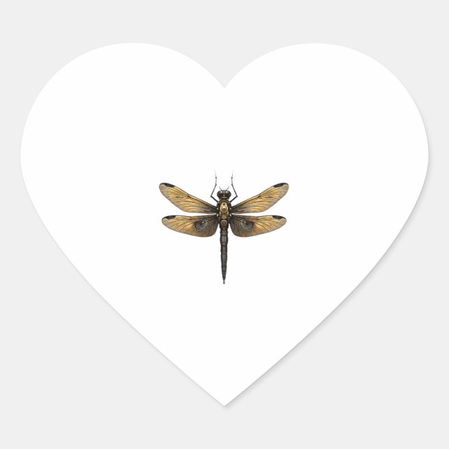 Dragonfly Animal Art Graphic Dragonfly (1) Heart Sticker (Front)