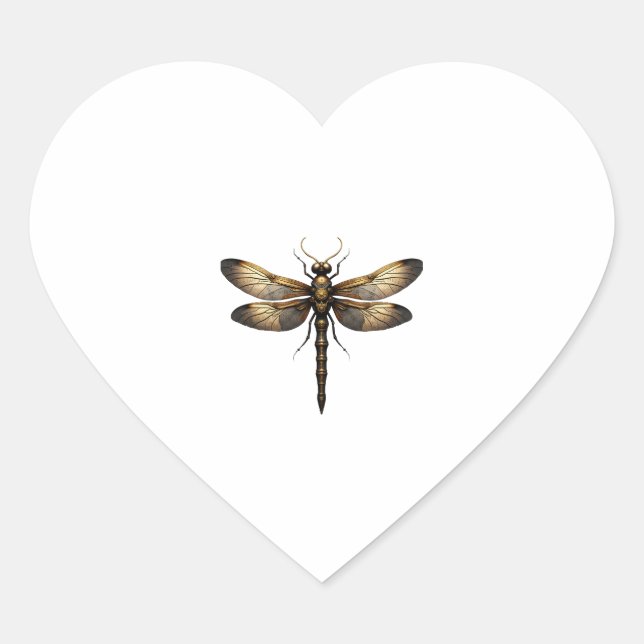 Dragonfly Animal Art Graphic Dragonfly (4) Heart Sticker (Front)