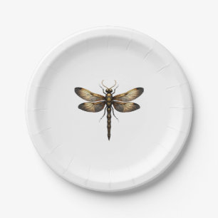 Dragonfly Animal Art Graphic Dragonfly (4) Paper Plate