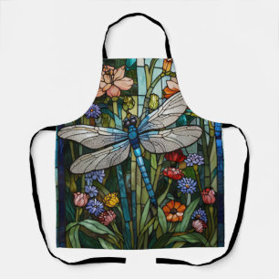 Dragonfly art boho floral botanical stain glass apron