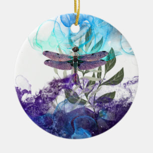 Dragonfly art ceramic tree decoration