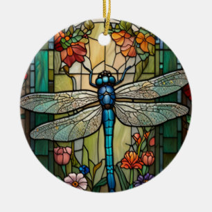 Dragonfly art painting botanical boho chic forest ceramic tree decoration