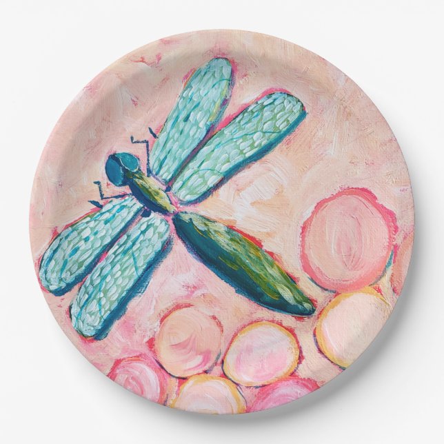 Dragonfly Art Paper Plate (Front)