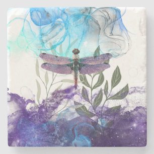 Dragonfly art stone coaster