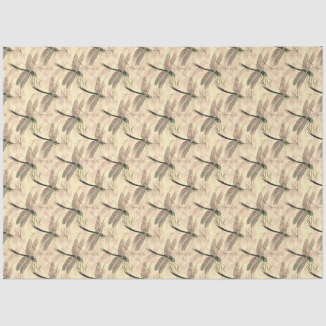 Dragonfly Artistic Gold Design Pattern Decoupage Tissue Paper (Front)