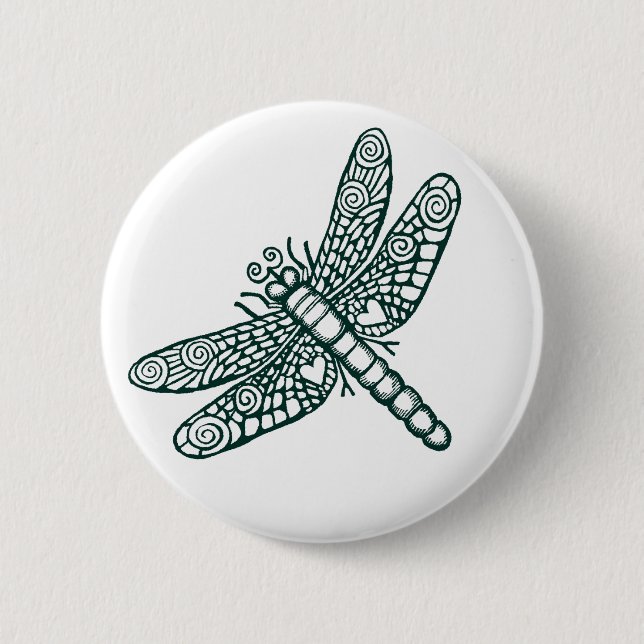 Dragonfly - B&W 6 Cm Round Badge (Front)