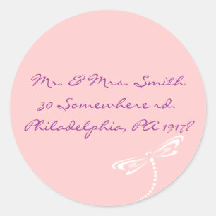 Dragonfly Bat Mitzvah Return Address Sticker Label