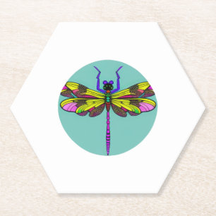Dragonfly Beautiful, colorful, and ornate      Paper Coaster