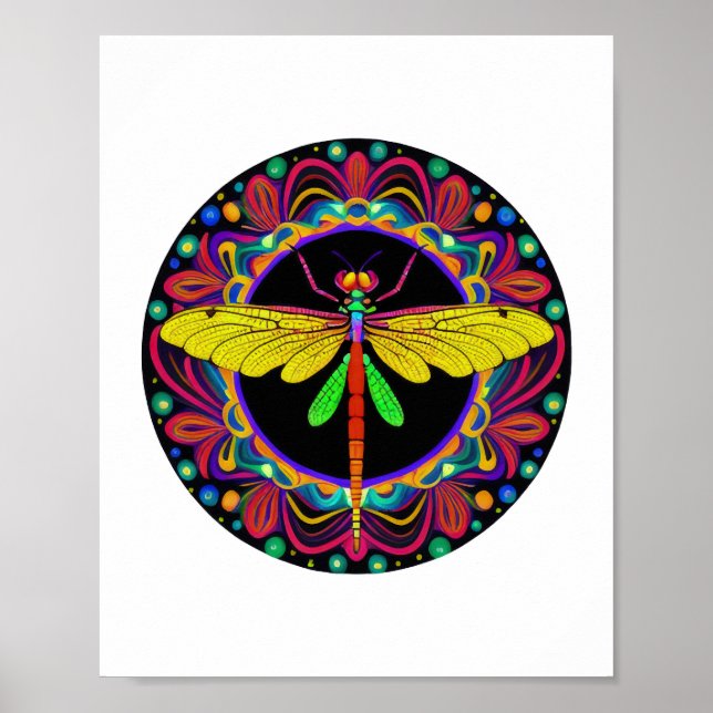 Dragonfly Beautiful, colourful, and ornate     Poster (Front)