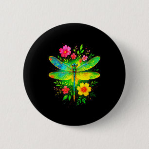 Dragonfly beauty - earth day watercolor art 6 cm round badge