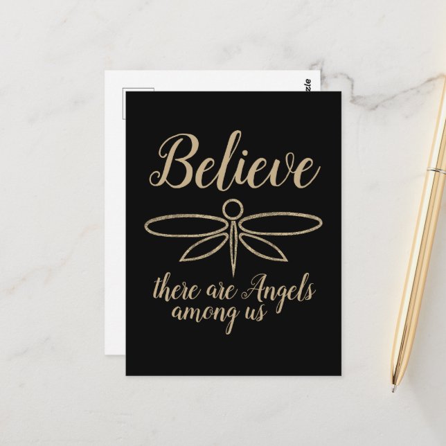 Dragonfly Believe Postcard (Front/Back In Situ)