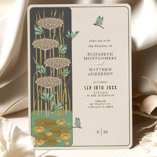 Dragonfly Belle Epoque Art Nouveau Wedding Invitation
