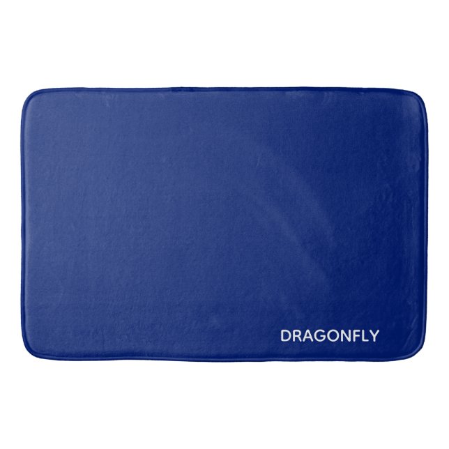 Dragonfly blue color name bath mat (Front)