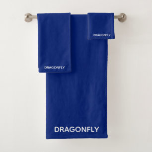 Dragonfly blue color name bath towel set