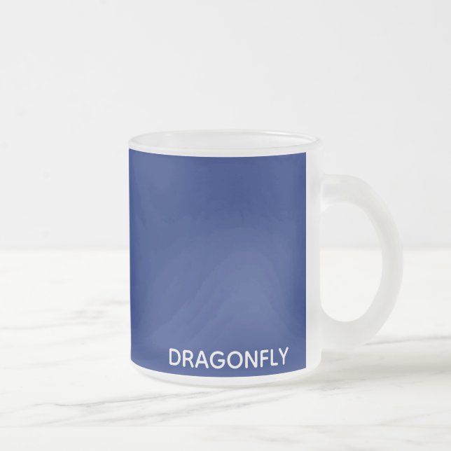 Dragonfly blue color name frosted glass coffee mug (Right)