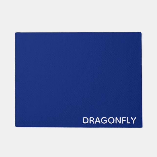 Dragonfly blue colour name doormat (Front)