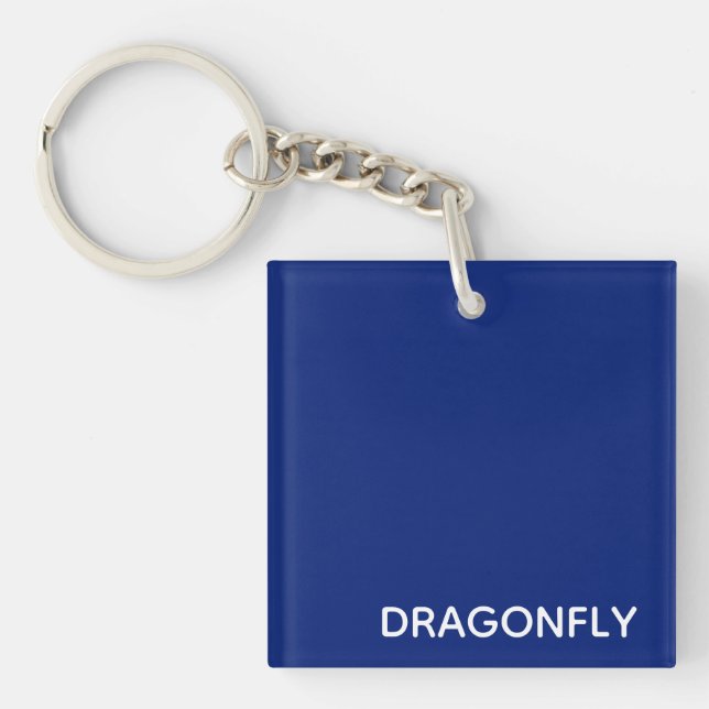 Dragonfly blue colour name key ring (Front)