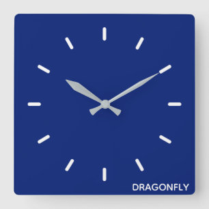 Dragonfly blue colour name square wall clock