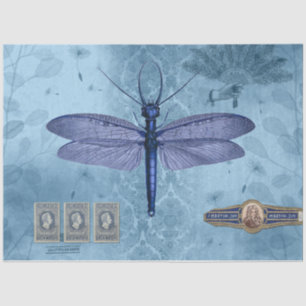 Dragonfly Blue Decoupage Tissue Paper
