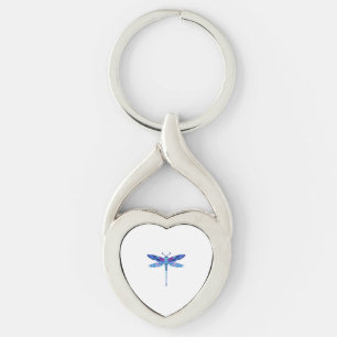 Dragonfly Blue drawing cute gift Key Ring