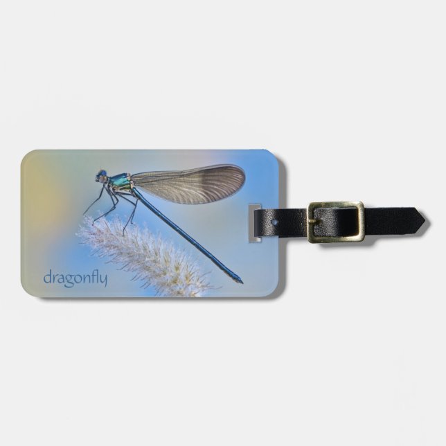 Dragonfly Blue Luggage/Laptop Tag (Front Horizontal)