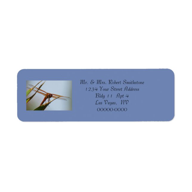 Dragonfly Blue Personalised Return Address Labels (Front)