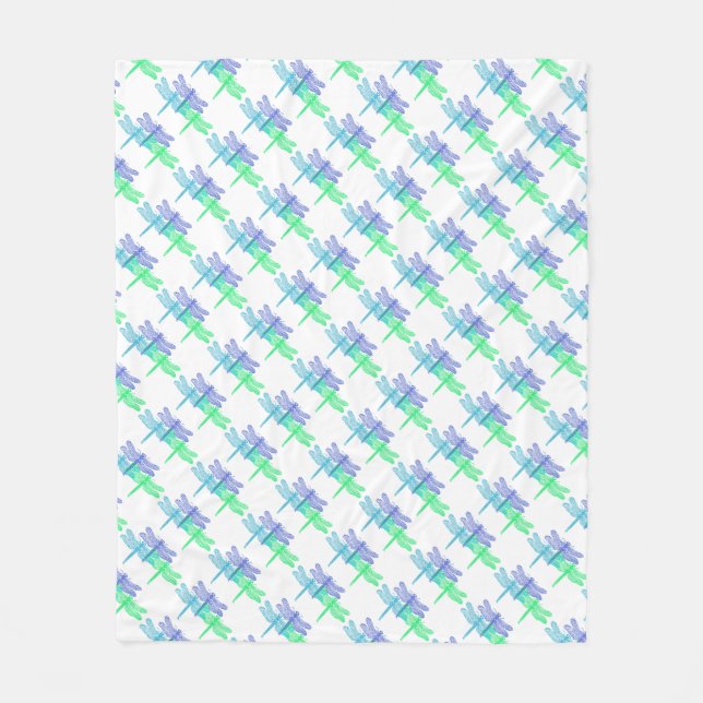 Dragonfly Blues Fleece Blanket (Front)