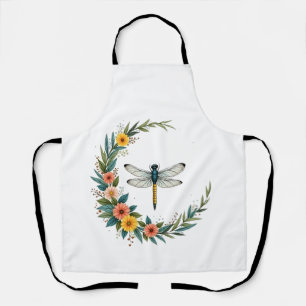Dragonfly Boho Crescent Moon Peace Sign Hippie Dra Apron