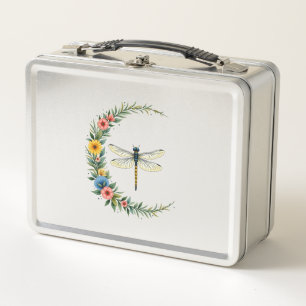 Dragonfly Boho Crescent Moon Peace Sign Hippie Dra Metal Lunch Box