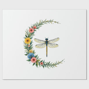 Dragonfly Boho Crescent Moon Peace Sign Hippie Dra Wrapping Paper