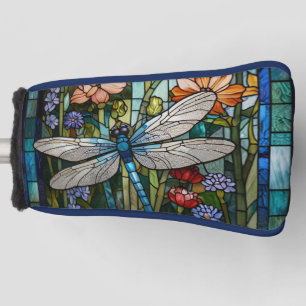 Dragonfly boho floral botanical stain glass golf head cover