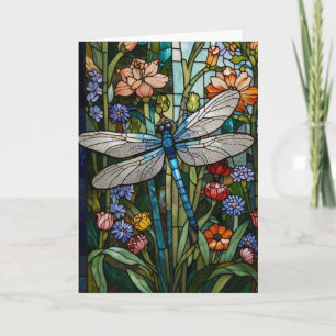 Dragonfly boho floral botanical stain glass invitation