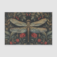 Dragonfly Botanical Flowers Decoupage