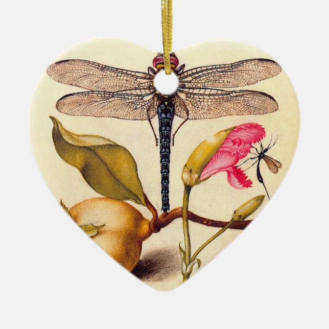 Dragonfly Botanical Nature Wildlife Ceramic Tree Decoration (Front)