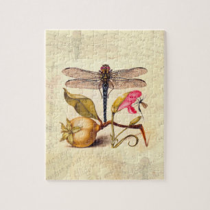 Dragonfly Botanical Nature Wildlife Hoefnagel Art Jigsaw Puzzle