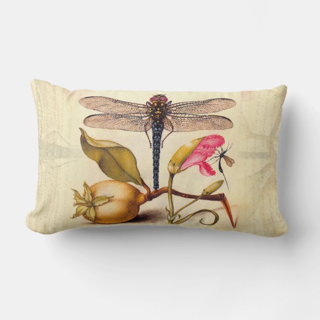 Dragonfly Botanical Nature Wildlife Lumbar Cushion (Front)