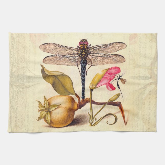 Dragonfly Botanical Nature Wildlife Tea Towel (Horizontal)