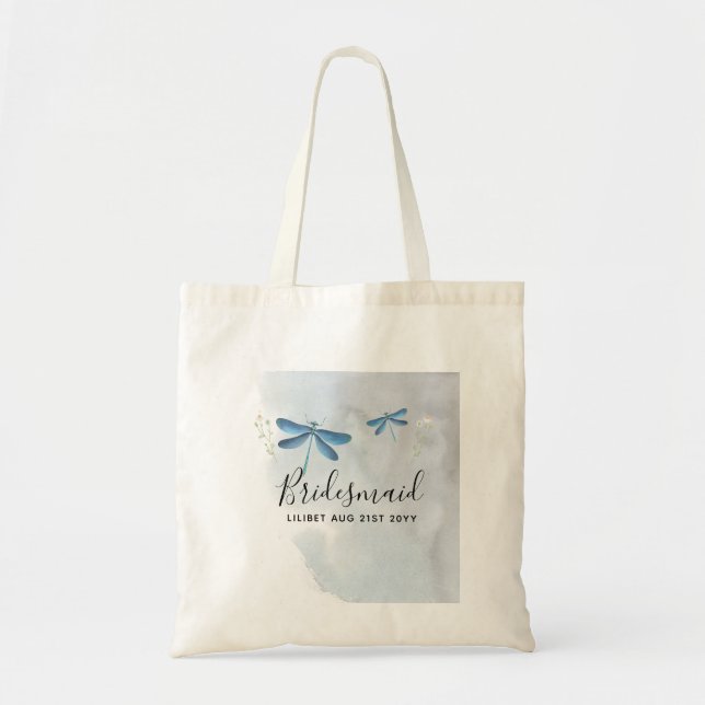 DragonFly BRIDESMAID Bridal Party Personalised Tote Bag (Front)