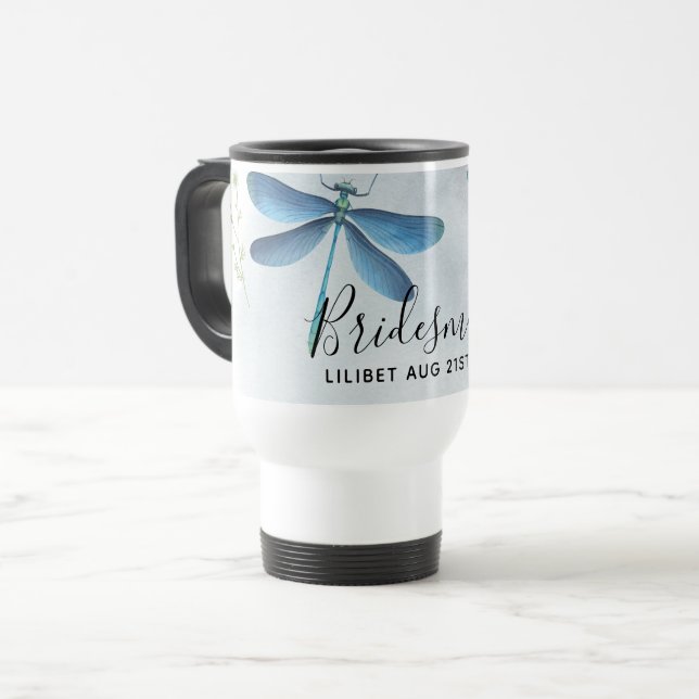 DragonFly BRIDESMAID Bridal Party Personalised Travel Mug (Front Left)