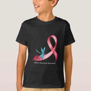 Dragonfly Burgundy Ribbon Brain Aneurysm Awareness T-Shirt