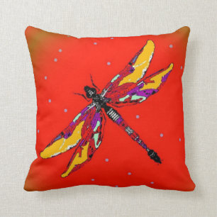Dragonfly Burnt Orange Pillow by Sharles