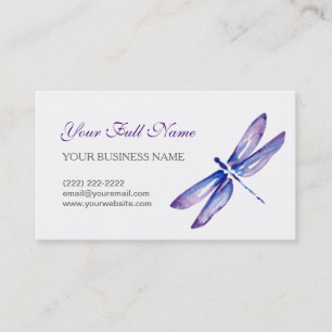 Dragonfly Business Cards   Purple Blue Watercolor