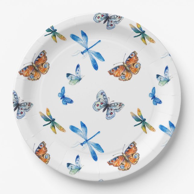 Dragonfly Butterfly Paper Plate (Front)