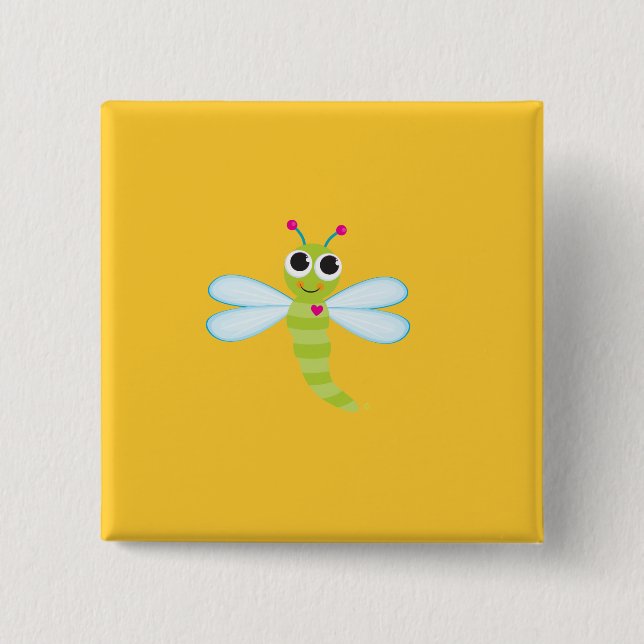 Dragonfly Button - Yellow (Front)