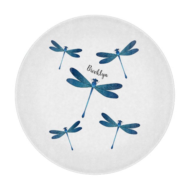 Dragonfly cartoon illustration cutting board (Front)