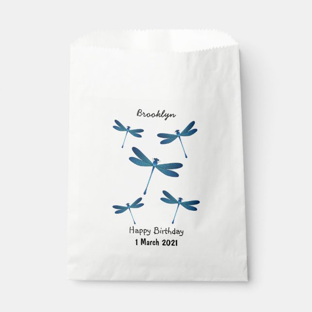 Dragonfly cartoon illustration favour bags (Front)