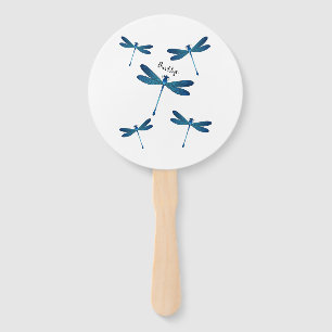 Dragonfly cartoon illustration hand fan