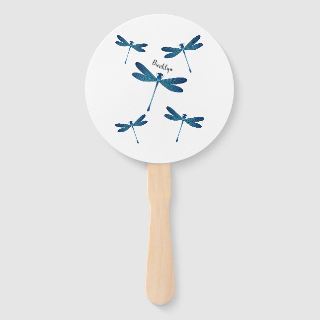 Dragonfly cartoon illustration hand fan (Front)